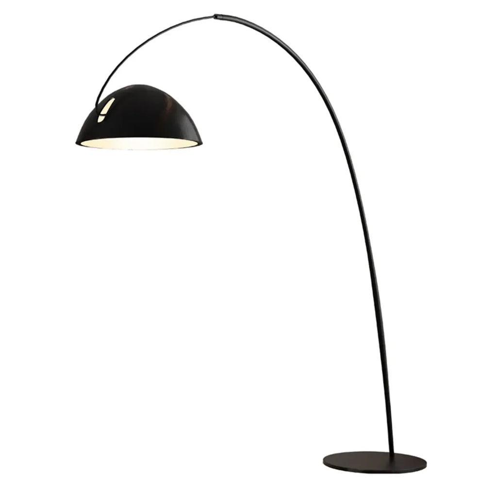 Black Iron Bowl Metal Arc Floor Lamp with Foot Switch