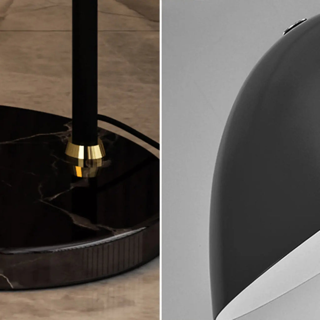 Black Iron Bowl Metal Arc Floor Lamp with Foot Switch