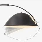 Black Iron Bowl Metal Arc Floor Lamp with Foot Switch