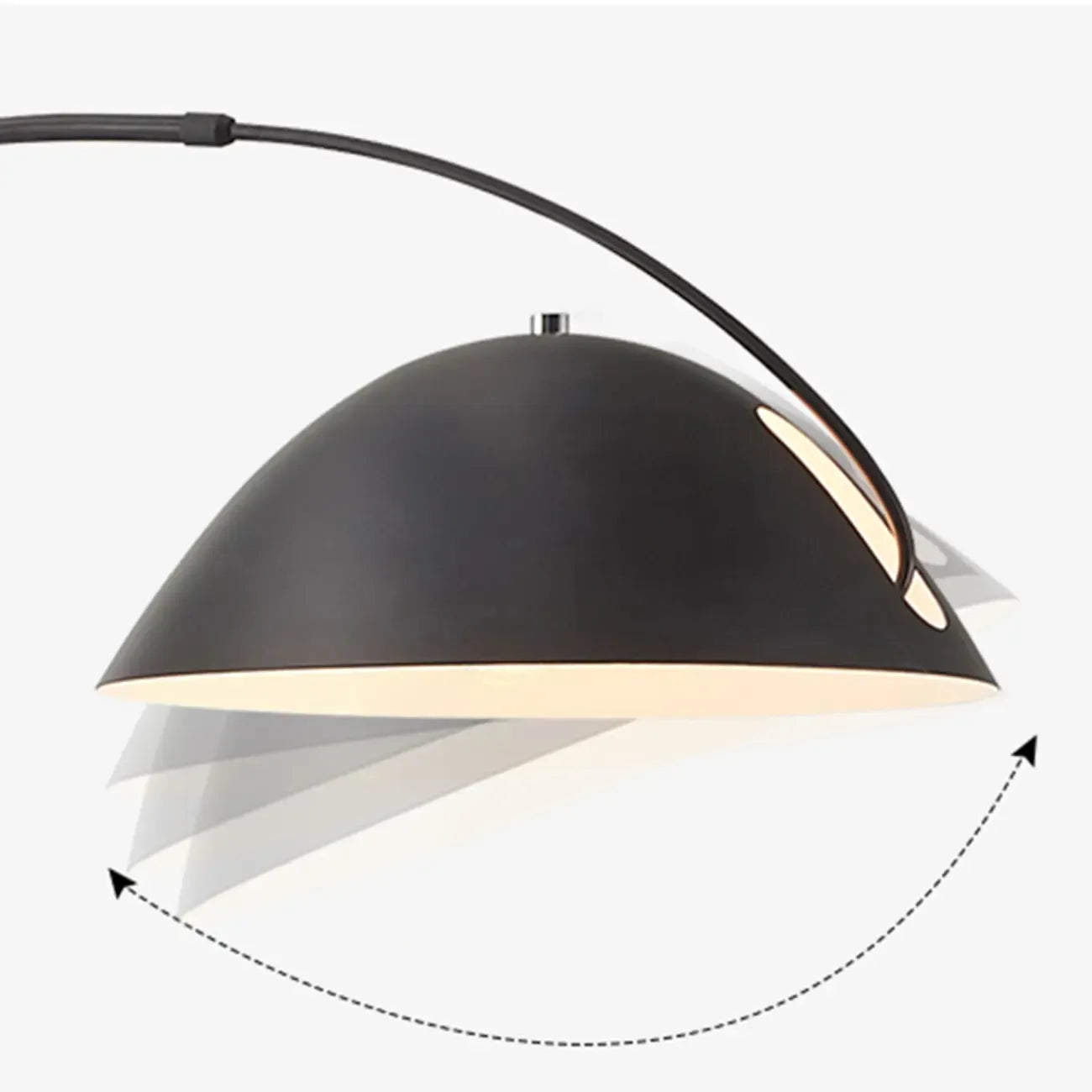 Black Iron Bowl Metal Arc Floor Lamp with Foot Switch