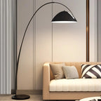 Black Iron Bowl Metal Arc Floor Lamp with Foot Switch