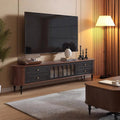 Modern Long Wooden 4-Drawer TV Stand with Doors