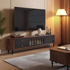 Modern Long Wooden 4-Drawer TV Stand with Doors