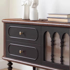 Modern Long Wooden 4-Drawer TV Stand with Doors