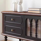 Modern Long Wooden 4-Drawer TV Stand with Doors