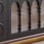 Modern Long Wooden 4-Drawer TV Stand with Doors