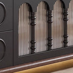 Modern Long Wooden 4-Drawer TV Stand with Doors