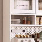 Kitchen Wooden Open Shelving Sideboard Arched Glass Door