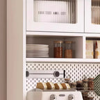 Kitchen Wooden Open Shelving Sideboard Arched Glass Door