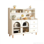Kitchen Natural Wood Open Shelving 3-Drawer Sideboard