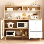 Kitchen Natural Wood Open Shelving 3-Drawer Sideboard