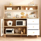 Kitchen Natural Wood Open Shelving 3-Drawer Sideboard