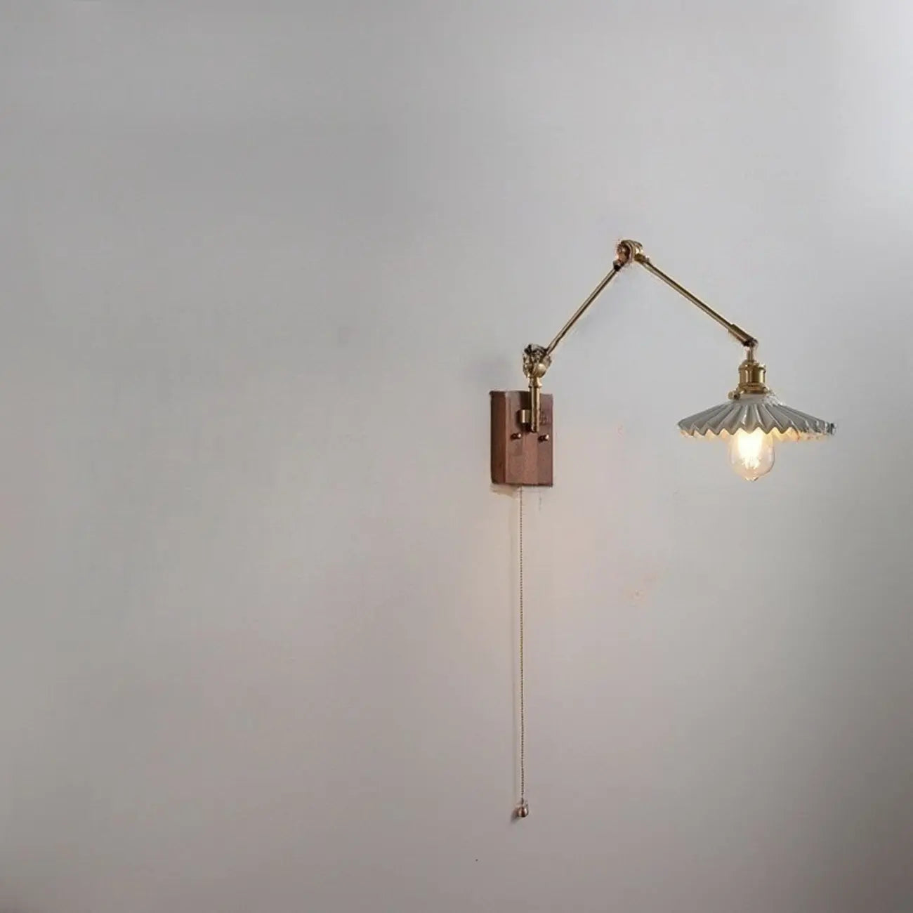 Vintage Pleated Swing Arm Wall Light for Modern Bedroom