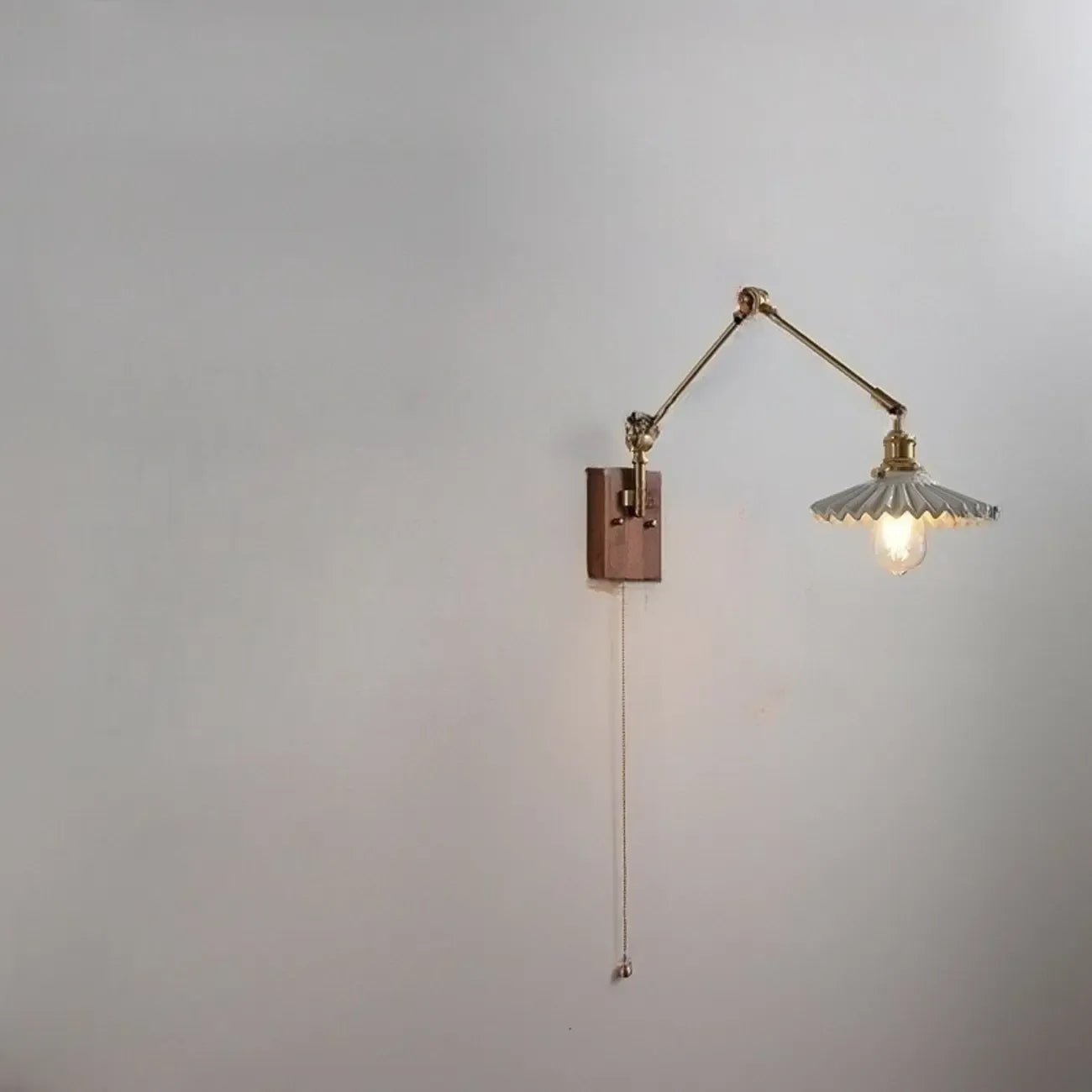 Vintage Pleated Swing Arm Wall Light for Modern Bedroom