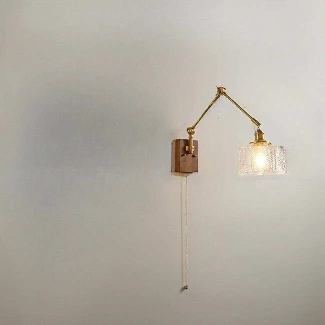 Vintage Pleated Swing Arm Wall Light for Modern Bedroom
