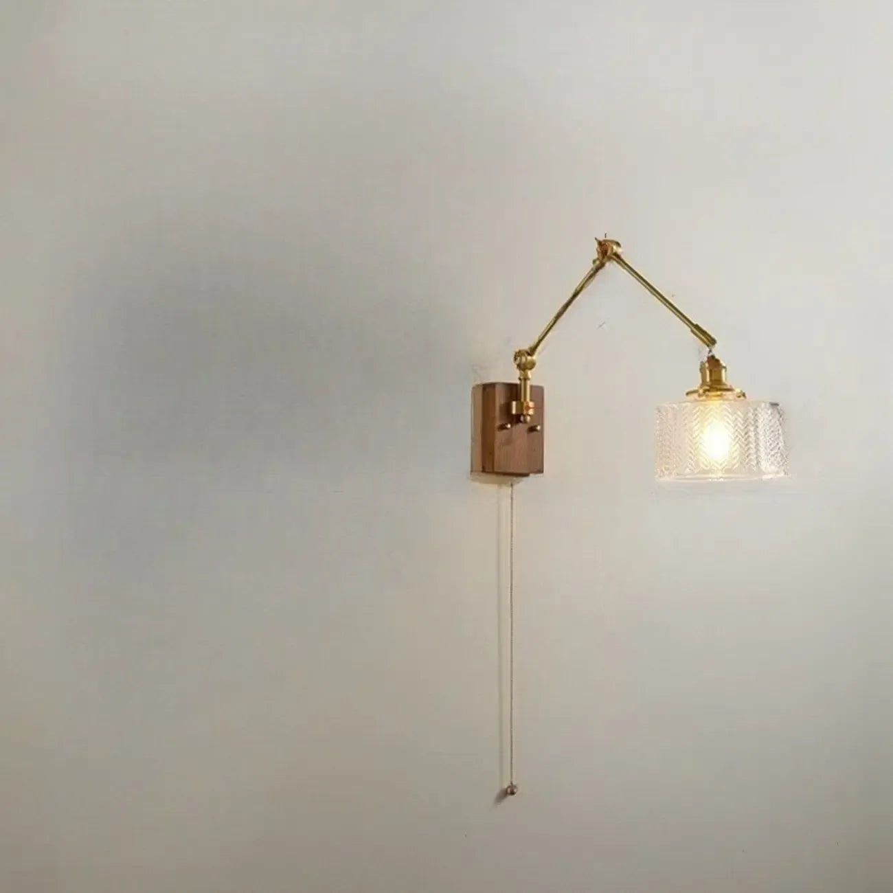 Vintage Pleated Swing Arm Wall Light for Modern Bedroom