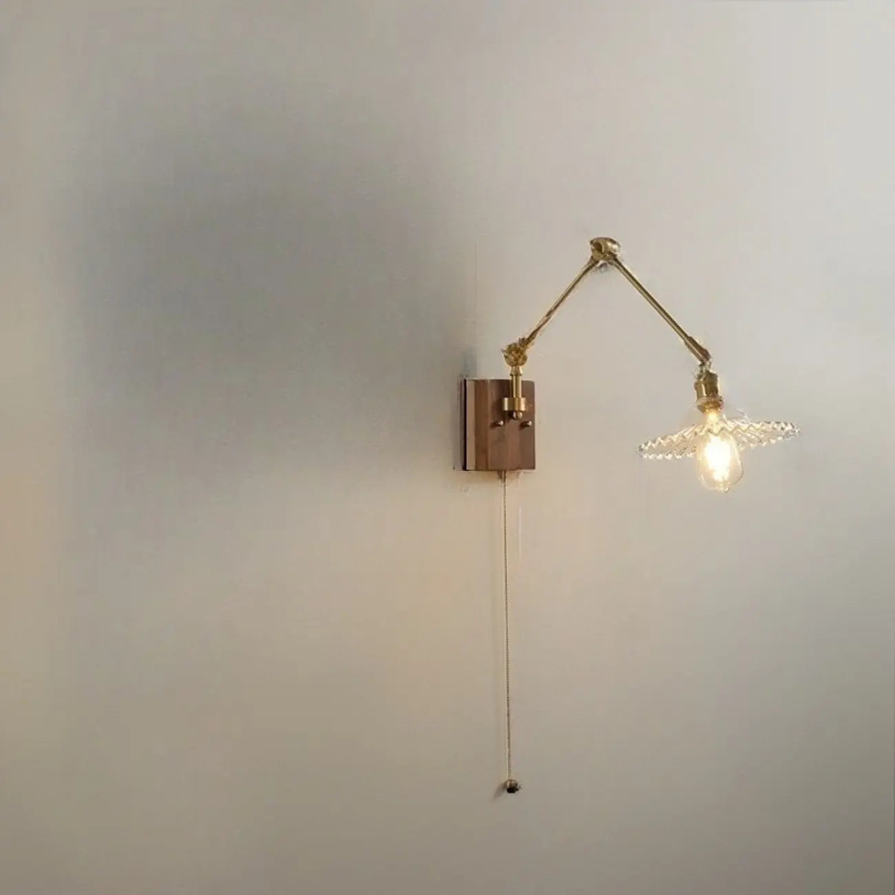 Vintage Pleated Swing Arm Wall Light for Modern Bedroom