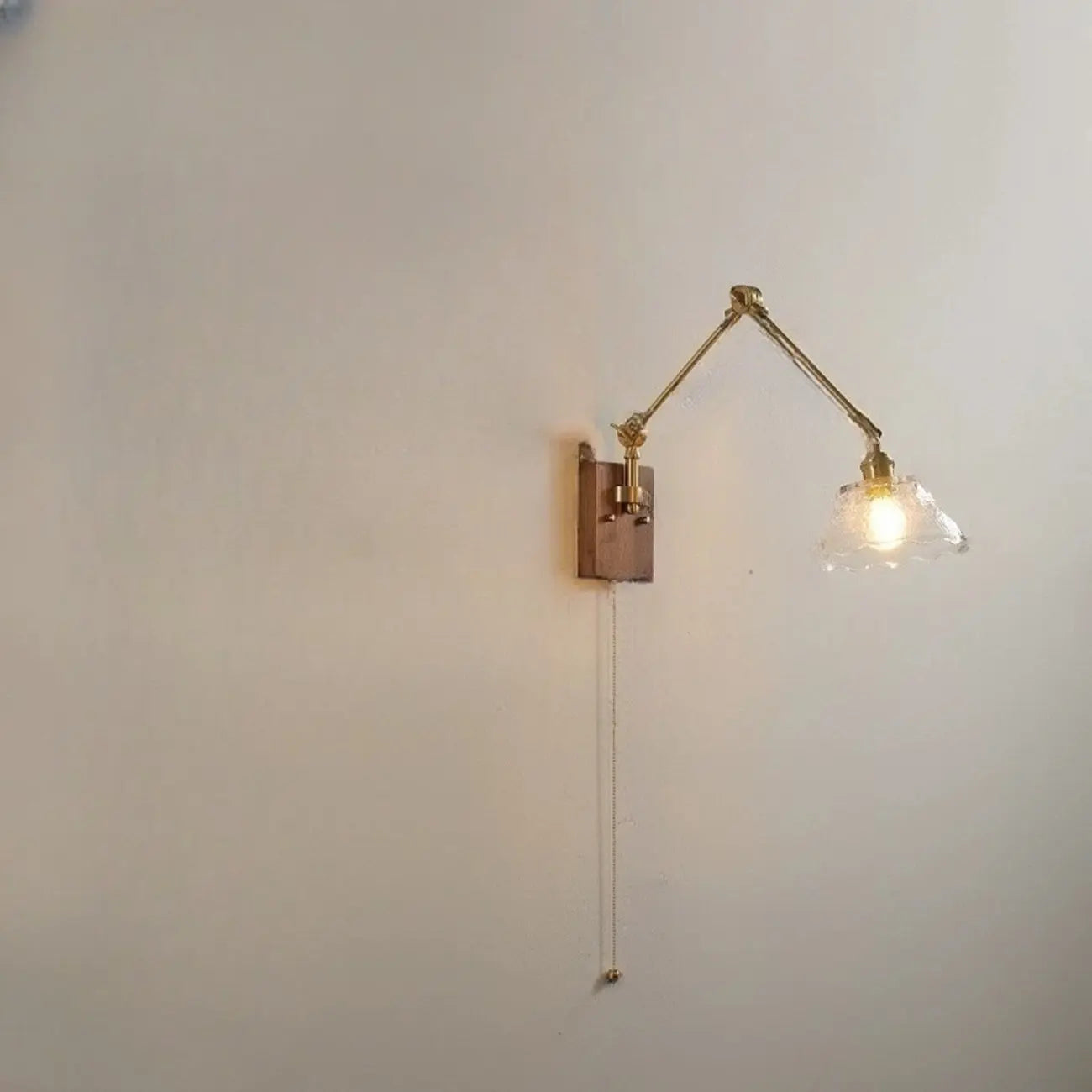 Vintage Pleated Swing Arm Wall Light for Modern Bedroom