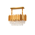 3 Tiers Orange Crystal LED Island Pendant Light for Kitchen