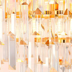 3 Tiers Orange Crystal LED Island Pendant Light for Kitchen