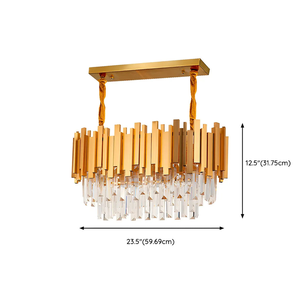 3 Tiers Orange Crystal LED Island Pendant Light for Kitchen