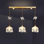 Modern Gold Steel Glass Shape Crystal Pendant Light for kitchen