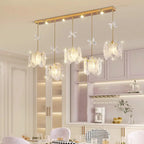 Modern Gold Steel Glass Shape Crystal Pendant Light for kitchen
