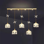 Modern Gold Steel Glass Shape Crystal Pendant Light for kitchen