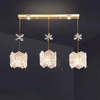 Modern Gold Steel Glass Shape Crystal Pendant Light for kitchen