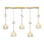 Modern Gold Steel Glass Shape Crystal Pendant Light for kitchen