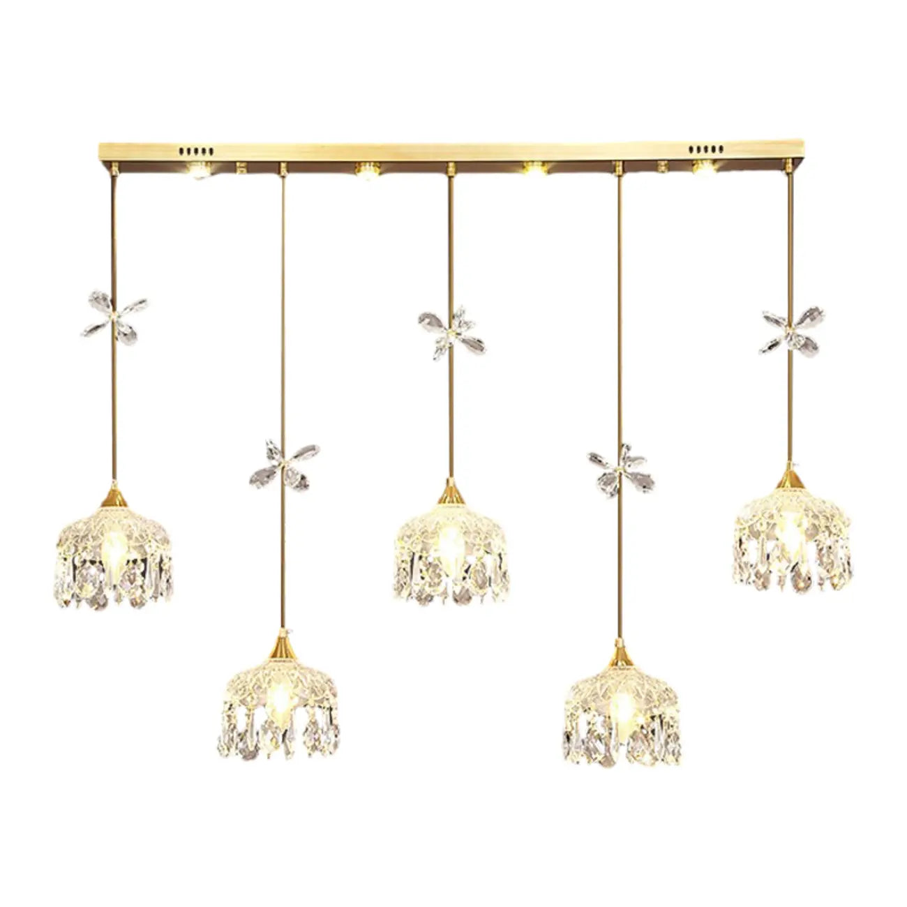 Modern Gold Steel Glass Shape Crystal Pendant Light for kitchen