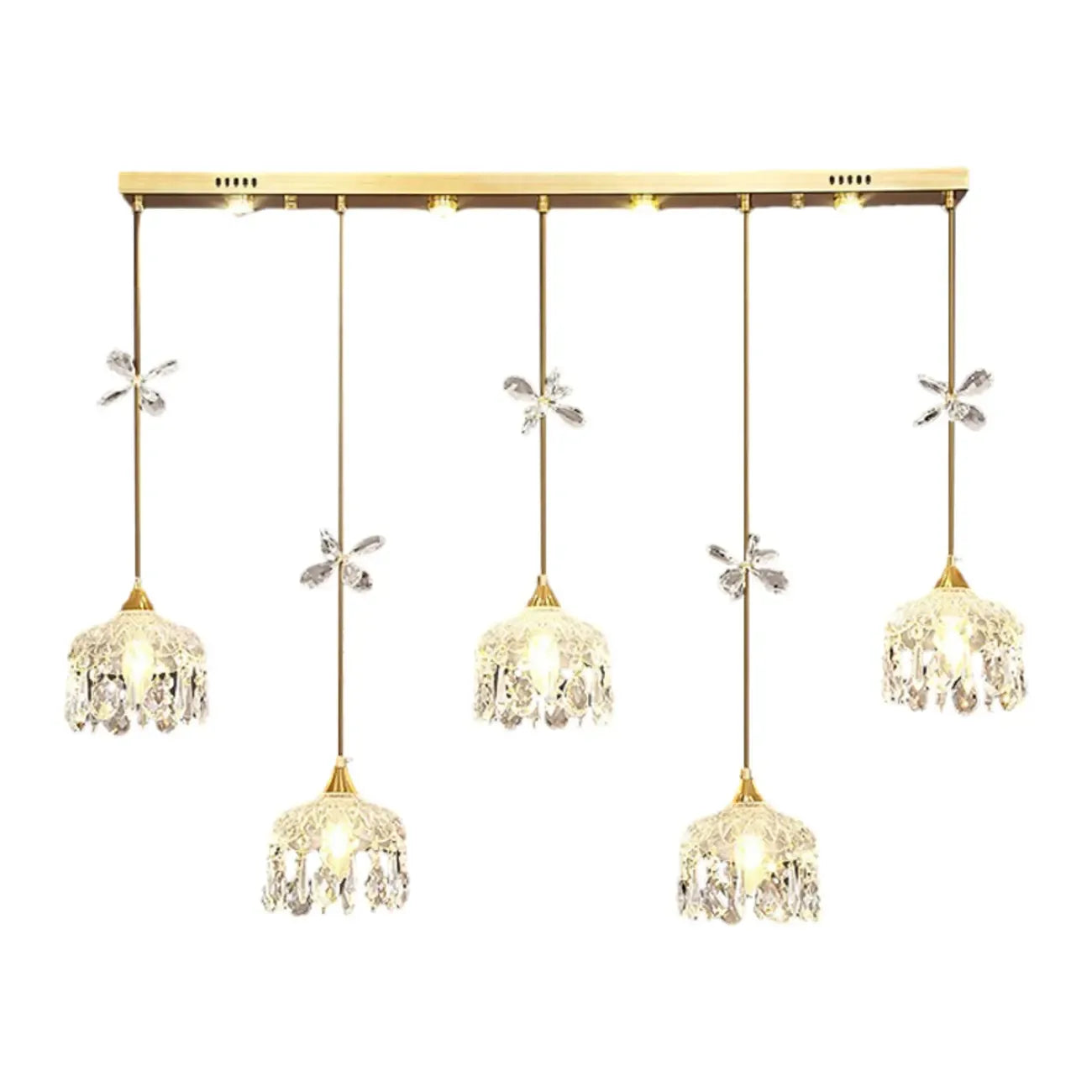 Modern Gold Steel Glass Shape Crystal Pendant Light for kitchen