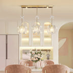 Modern Gold Steel Glass Shape Crystal Pendant Light for kitchen