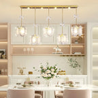 Modern Gold Steel Glass Shape Crystal Pendant Light for kitchen