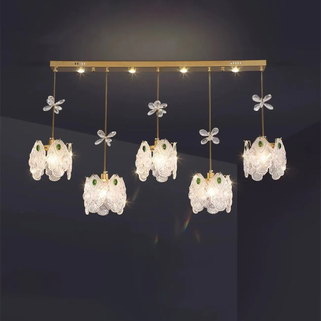 Modern Gold Steel Glass Shape Crystal Pendant Light for kitchen