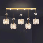 Modern Gold Steel Glass Shape Crystal Pendant Light for kitchen