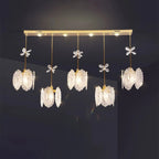 Modern Gold Steel Glass Shape Crystal Pendant Light for kitchen