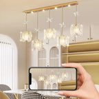 Modern Gold Steel Glass Shape Crystal Pendant Light for kitchen