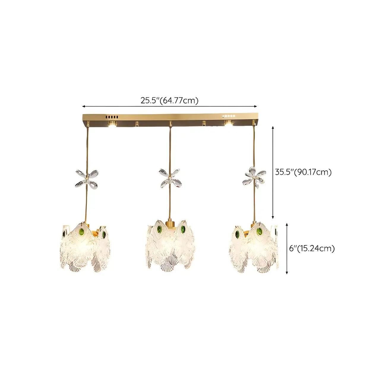Modern Gold Steel Glass Shape Crystal Pendant Light for kitchen