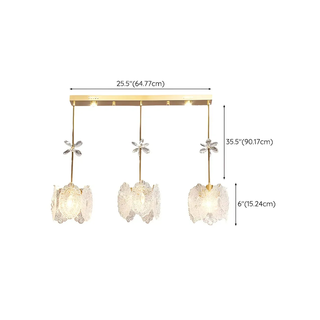 Modern Gold Steel Glass Shape Crystal Pendant Light for kitchen