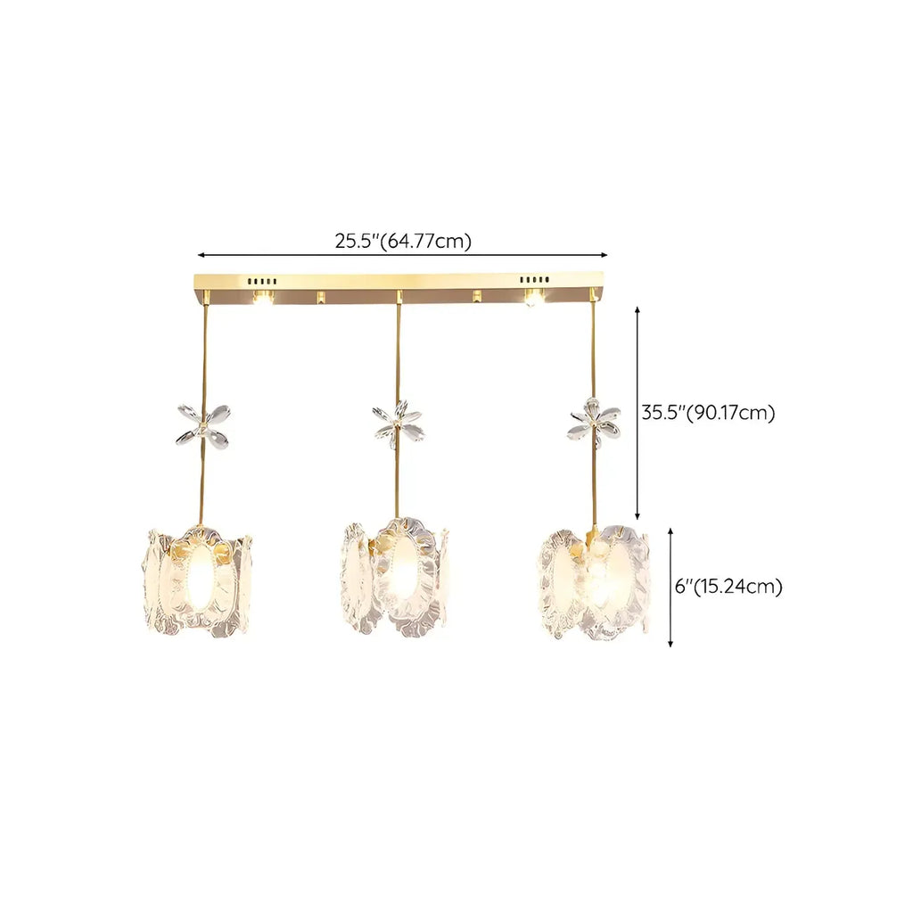Modern Gold Steel Glass Shape Crystal Pendant Light for kitchen