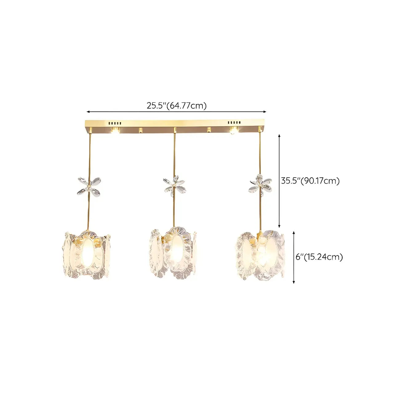 Modern Gold Steel Glass Shape Crystal Pendant Light for kitchen
