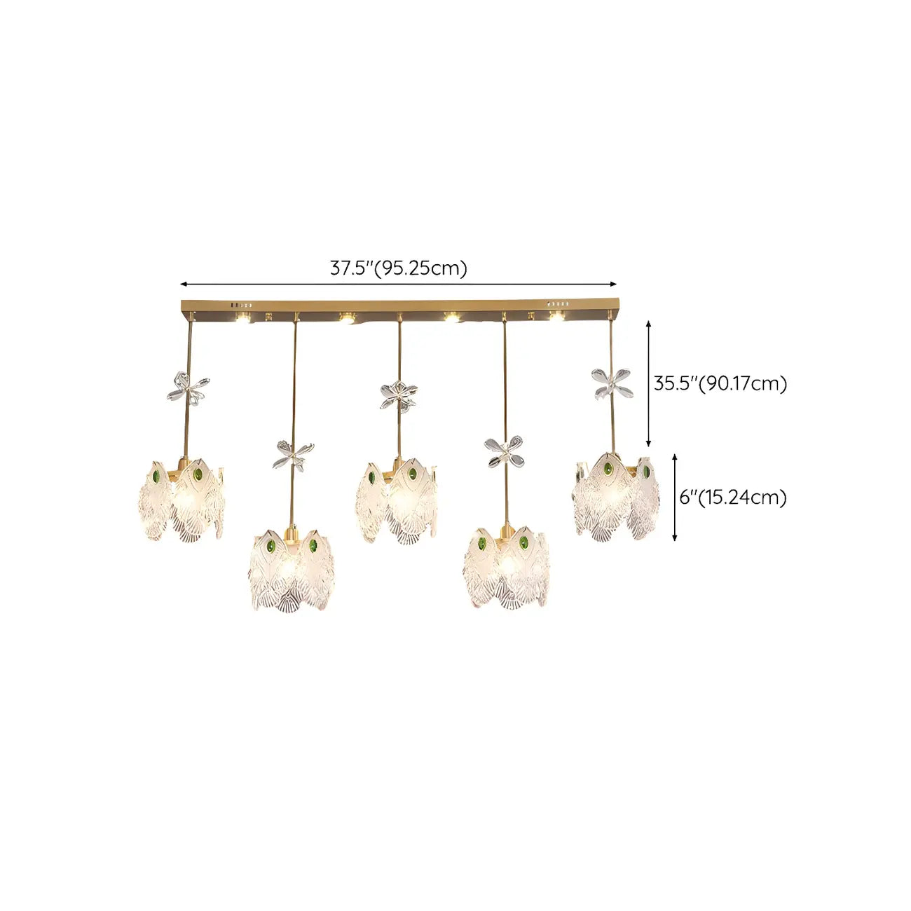 Modern Gold Steel Glass Shape Crystal Pendant Light for kitchen