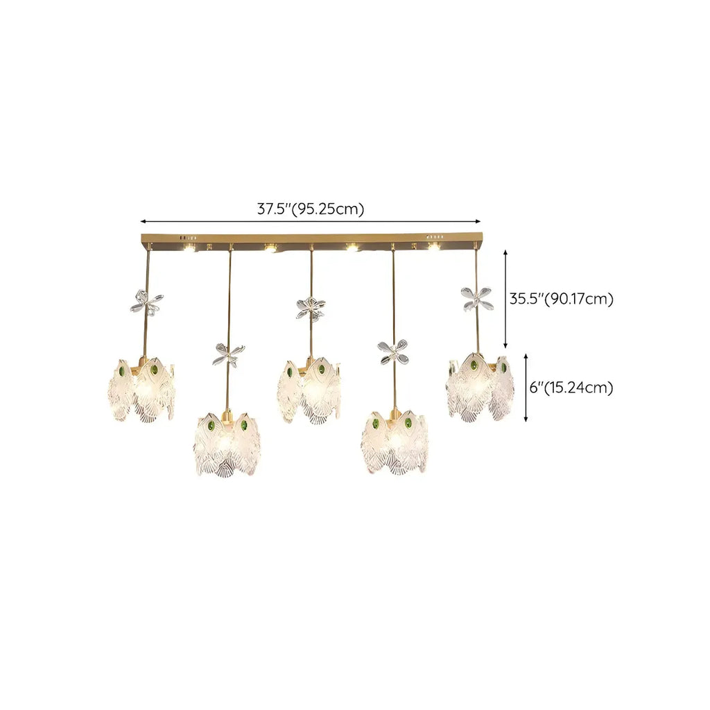 Modern Gold Steel Glass Shape Crystal Pendant Light for kitchen