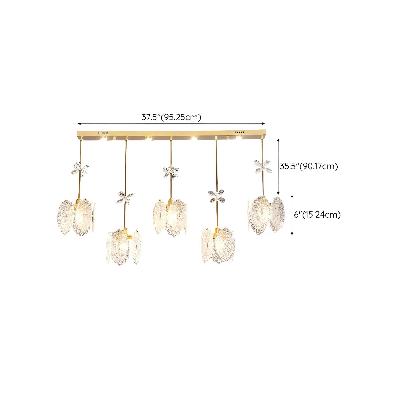 Modern Gold Steel Glass Shape Crystal Pendant Light for kitchen