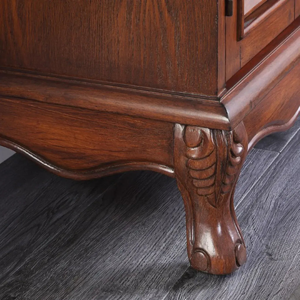 Traditional Beige Wooden Floral Shoe Cabinet with Drawers