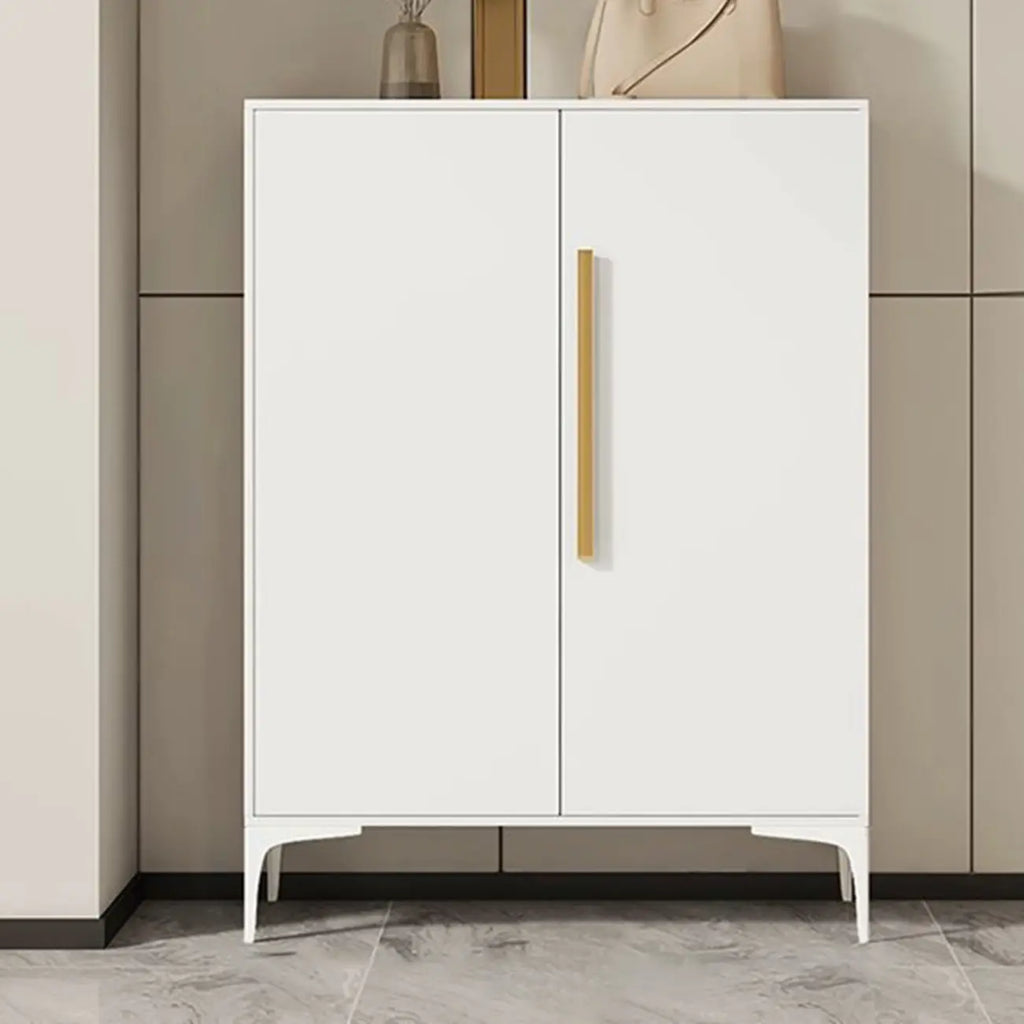 Adjustable White-Gray Metal Hallway Shoe Storage Cabinet