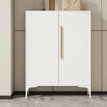 Adjustable White-Gray Metal Hallway Shoe Storage Cabinet