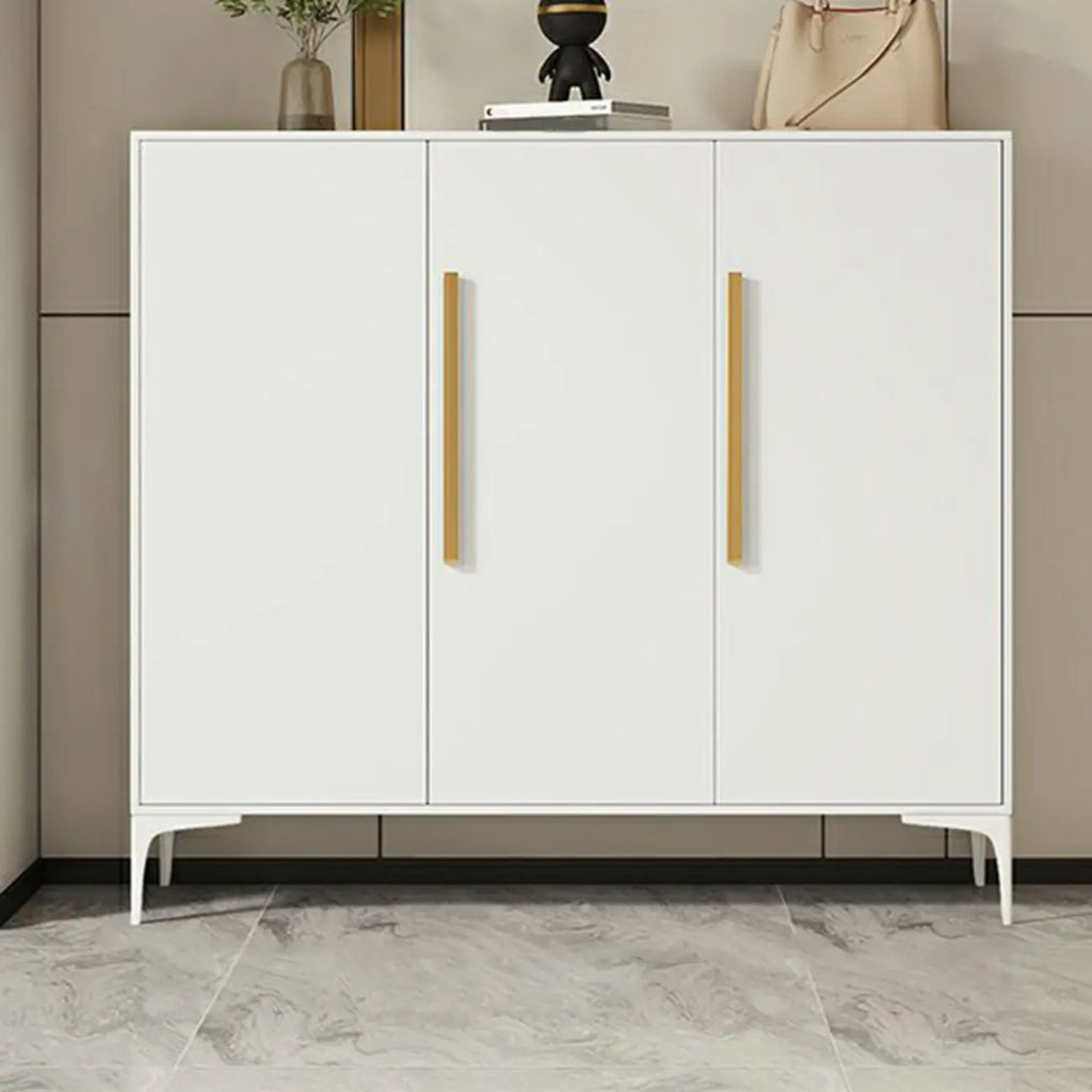 Adjustable White-Gray Metal Hallway Shoe Storage Cabinet