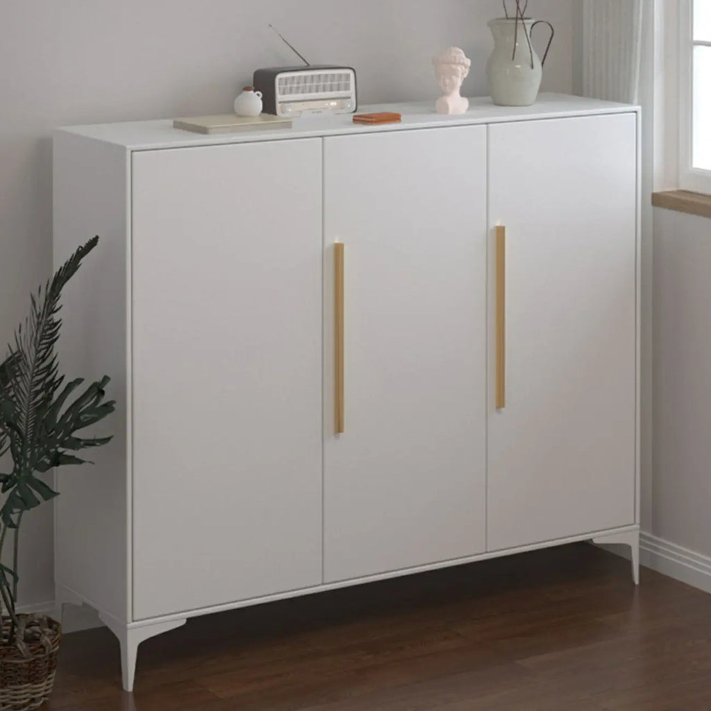 Adjustable White-Gray Metal Hallway Shoe Storage Cabinet